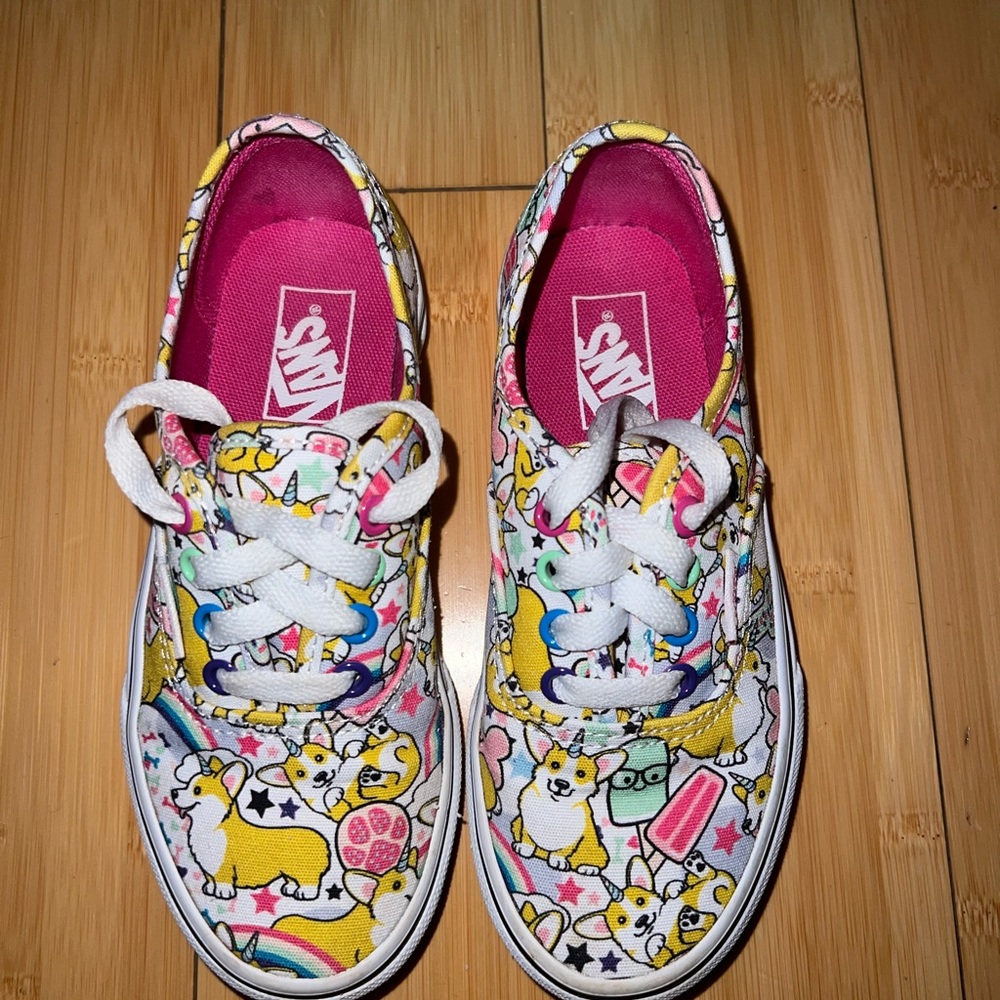 Vans Little kids Sz US 13 lace up sneaker Uni-Corgi Rainbow